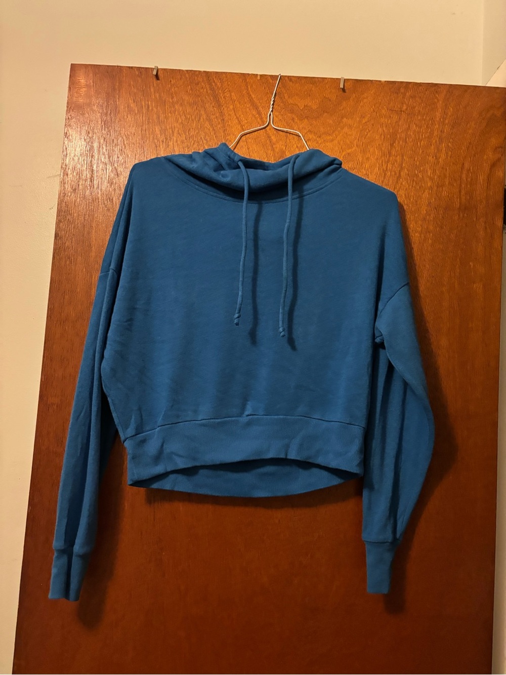 SO XS Blue Cropped Hoodie with Drawstring